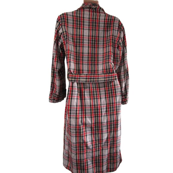 Vintage 1940s Sears Pilgrim Plaid Robe Mens M Cozy Wool Flannel Snap On Belt GUC - Picture 2 of 16